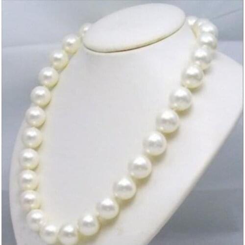 Huge! 18mm White shell Pearl Necklace 18"
