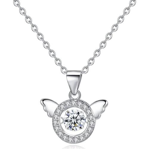 925 Sterling Silver angel zircon Necklaces & Pendants For Women Fashion Lady Festival Gift Sterling-silver-jewelry