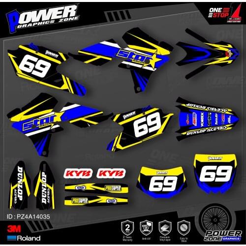 PowerZone Custom Team Graphics Backgrounds Decals 3M Stickers Kit For YAMAHA 14-18 YZ250F 15-18 YZ250FX WRF250 14-17 YZ450F 035