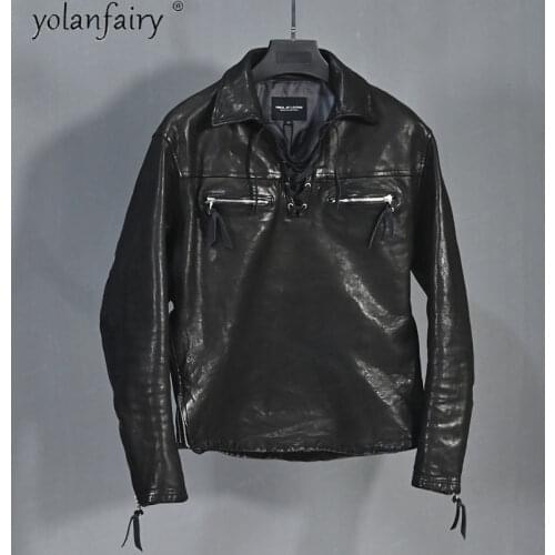 QYLVAWOY Mens Sheepskin Jackets