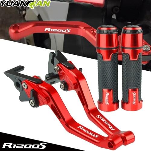 R1200S Motorcycle CNC Aluminium Brake Clutch Levers Handlebar knobs Handle Hand Grips For BMW R1200 R 1200 S 2006-2008 With Logo