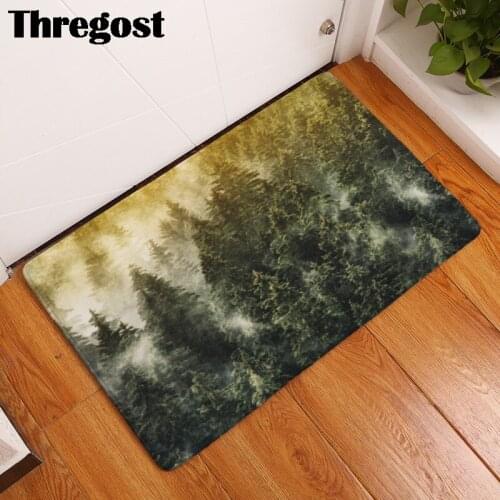 Thregost Printed Forest Hallway Doormat Floor Mat for Living Room Bedroom Area Rugs Bathroom Kitchen Antiskid Mats 40cmx60cm