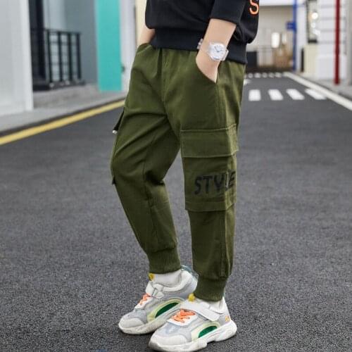 Army Green Spring Autumn Thin Casual Pants Boys Kids Trousers Children Clothing Teenagers School Cotton Formal Sport High Qualit