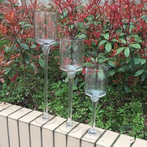 Wedding floor tall glass candle holders Tall glass vases, road wedding table decoration candle holders, used for wedding decorat