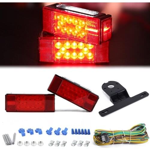 2pcs 12V LED Rectangular Trailer Tail Light Stop Running Lights With Steel Hardware Kit for Boat Truck Marine Towing vechiles