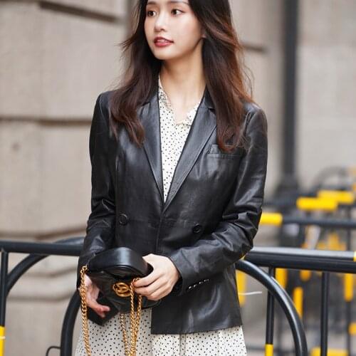 Vintage Genuine Jacket Women 2020 Spring Autumn Sheepskin Coat Fashion Leather Jackets Chaqueta Mujer PY-04 YY438