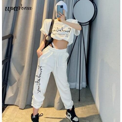 Free Shipping Casual Solid Color Letter Sports Suit 2021 New Summer Letter Short T-shirt Top & Elastic Pants Women Two-Piece Set