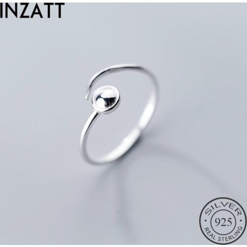 INZATT Real 925 Sterling Silver Minimalist Round adjustable Ring For Fashion Women party Hiphop Fine Jewelry Accessories Gift