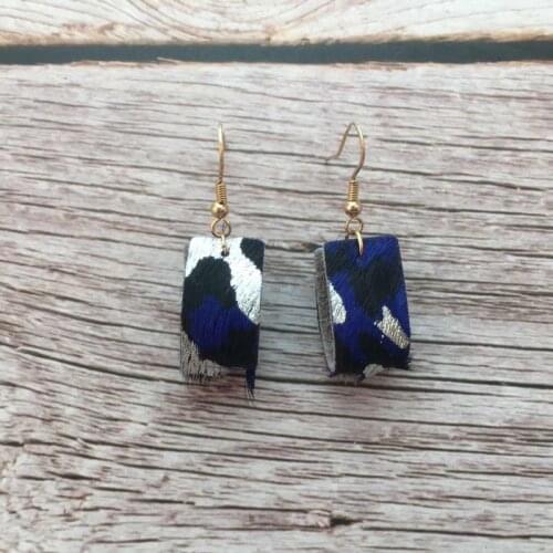 ZWPON Fashion Mini Double-Deck Colorful Genuine leather Earrings Zebra Figure Genuine leather Earrings for Woman Female Jewelry