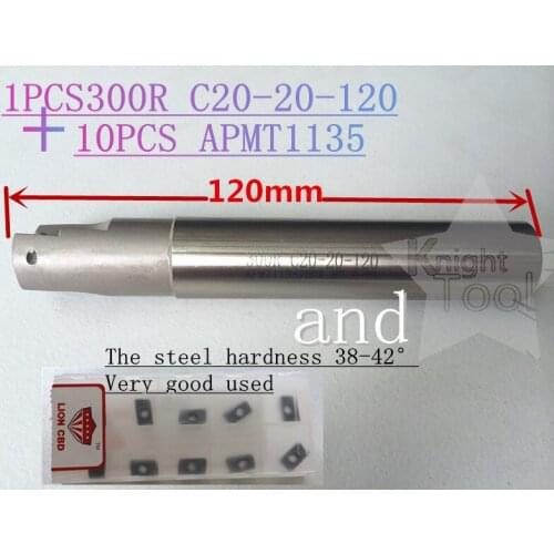 1PCS BAP300R C20-20-120-1T BAP Right Angle Shoulder End Mill and 10PCS APMT1135 Inserts