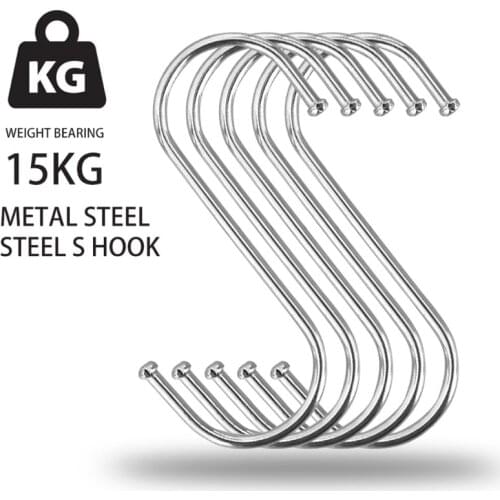 10 Pcs S Shaped Hooks Clasp Heavy Duty Stainless Steel Hanger Hanging Storage Organizer for Clothes Plants Utensils