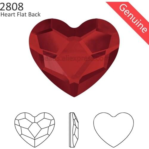 100% Original Crystals from Swarovski 2808 Heart Flat Back no hotfix rhinestone for women nail art clothing decoration