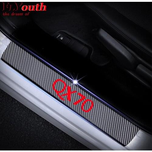 Car Door Sill Scuff Plate For Infiniti QX70 4D Carbon Fiber Vinyl Stickers Auto Accessories Door Threshold Plate Stickers 4Pcs