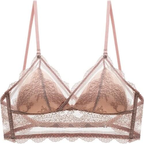 Sexy Lace Bra Deep U Backless Bralette Triangular Soft Seamless Underwear Women Low Back Transparent Bras Tank Tops