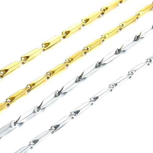 2.5mm/3mm Solid Necklace Bamboo Chains Gold and Silver Color Stainless Steel Male Female Accessories Fashion Wholesale