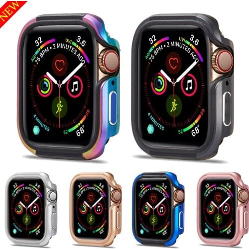 Watch Case for Apple Watch Band 44mm 40mm SE 6 5 4 Metal Aluminum Alloy Two-color Border Protective Cover for iWatch Accessories