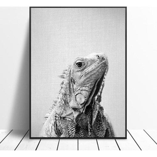 Black White Iguana Canvas Painting Art Print Poster Picture Wall Modern Minimalist Bedroom Living Room Decoration