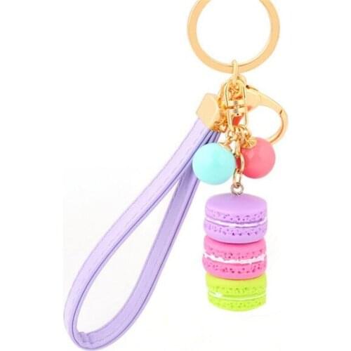 Colorful Cake Key Chain Fashion Car Key Ring Women Bag Charm Accessories Cute Cake Macaron Women Keychain Gift Jewelry