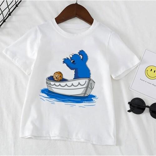 Kids Boy T-shirt Sesame Street COOKIE MONSTER Girls Cartoon Tops Cute Baby Tees Summer Print Toddler Fashion T Shirts,YKP131
