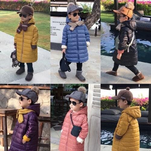 Childrens Down Jacket Kids Mid-length Winter Clothes Boys Coats Girls Outerwear Baby Thickened Soft Jacket Hooded Coat Park New