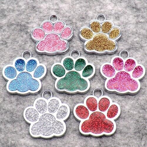 Wholesale 100Pcs Footprint Dog ID Tag Personalized Paw Puppy Pet Dog Collar Accessories Custom Dogs Anti-lost Name Tags Pendant