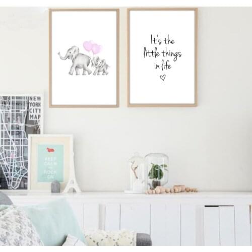 Kawaii Sketch Elephant Minimalist Art Canvas Poster Painting Nursery Wall Picture Children Room Decoration