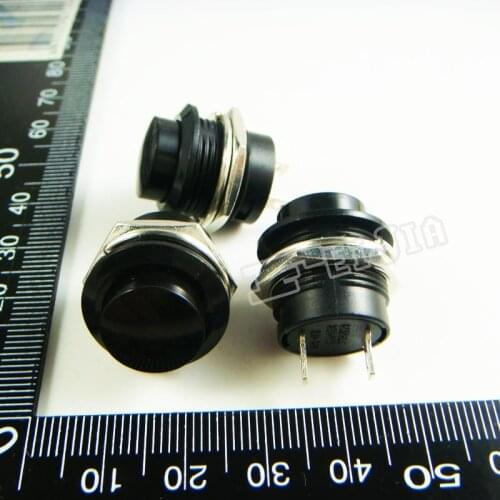 R13-507 Button color Black 3A/250VAC OFF-ON 2Pin Non Self-locking Push Button Switch (Self reset switch) 100Pcs/lot
