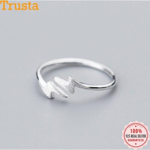 Trusta 100% 925 Real Sterling Silver Fashion Womens Jewelry Lightning Cocktail Ring Sizable 5 6 7 Girls Kids Xmas Gift DS592