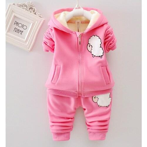 Girls Winter Clothing Set 1-2-3-4y Gilrs Outfits Fashion Cotton Hoodeds Tops+pants 2pcs Kids Girls Plus Velvets Clothing