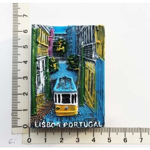 Lisboa Portugal)Fridge Magnet,Creative Travel Commemorate Crafts 3D Ornaments Magnetism Resin Material Refrigerator Stickers