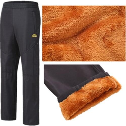 Mens Hunting Hiking Pants Climbing Camping Trekking Trousers Velvet Lining Winter Ski Waterproof Thick Warm For Women