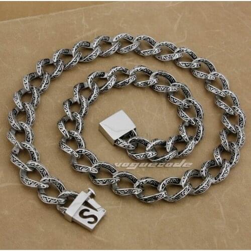 LINSION 316L Stainless Steel 18" ~ 36" Mens Biker Rocker Punk Necklace 5A010N
