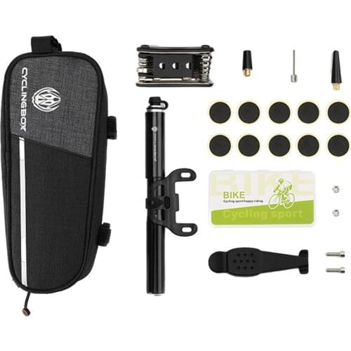 Bicycle Repair Tool Kit Mountain Bike Puncture Built-in Tyre Lever Air Nozzle Needle Tire Patch Bracket Screw Pump Repair Polite