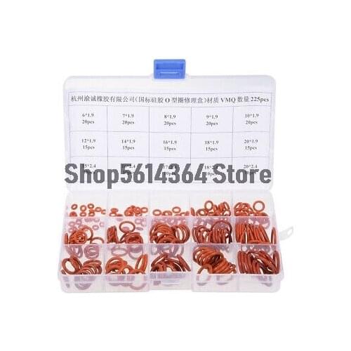 Silicone O-Ring Kit, 225pcs Metric Seal Rings Assortment Set