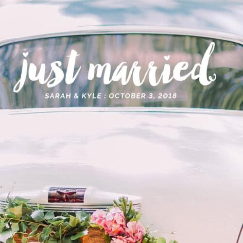 YOYOYU Wall Decal Just Married Wedding Vinyl Wall Sticker Fashion Wedding Car Decor Custom Wall Decal Removable Art Mural ZW221
