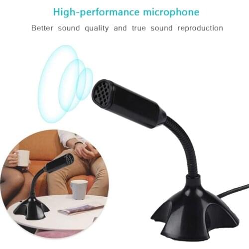 USB Desk Microphone Gooseneck Omnidirectional Condenser Mic with Stand for Desktop Laptop PC Computer