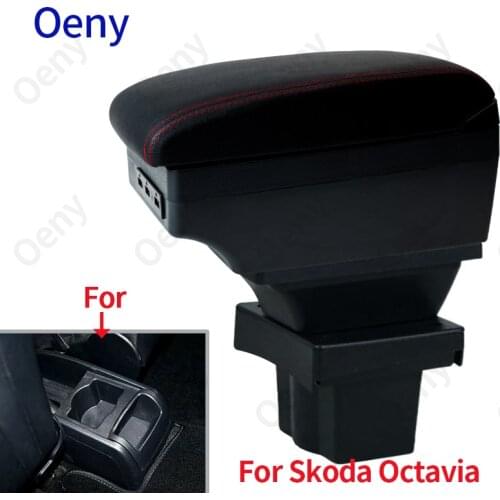 For Skoda Octavia Armrest box For Skoda Yeti Mk2 2005-2012 Car Armrest Retrofit parts Storage box car accessories USB