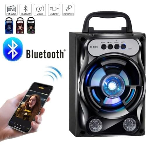 2019 Protable Bluetooth Speaker Wireless Bass Stereo Sound System With Led Light Speaker Support TF Card FM Radio Outdoor Travel