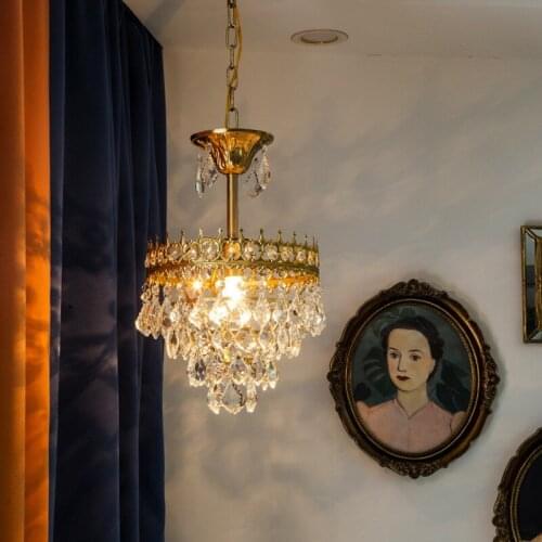 Postmodern Minimalist Retro Bedroom Dining Room Living Room Bedside Bar Aisle French Crown Crystal Cloakroom Chandelier Lamps