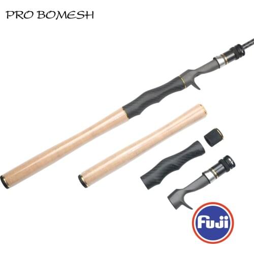 Pro Bomesh 1Set Fuji ECS Reel Seat + 3A Grade Cork 3K Carbon Fiber Grip Casting Handle Kit DIY Fishing Rod Accessory
