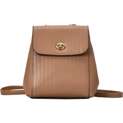 Luxury Design Stripe Women Backpacks Chain Flap Shoulder Bag PU Leather Schoolbag Girls Casual Functional Sachel