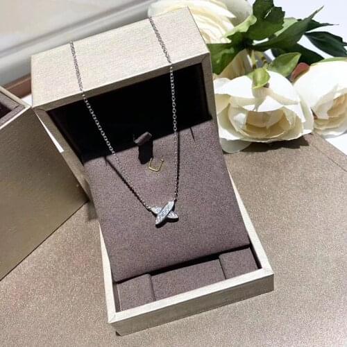 Luxury Geometric X Letter Necklaces for Women Shine Cubic Zirconia Pendants Necklace Statement Brand Jewelry Z204
