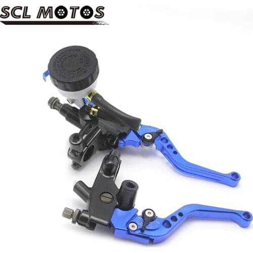 SCL MOTOS New Motorcycle 7/8" 22mm Blue Brake Clutch Levers Master Cylinder Reservoir Handle Lever For Honda Kawasaki Yamaha