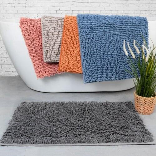 Chenille Floor Mats High-Grade Grey Absorbent Carpets Non-Slip Bathroom Mats Plush Rapid Drying Rugs Waier Tight Solid Durable P