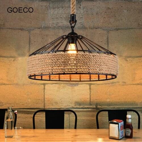Vintage Hemp Rope Ceiling Lamp Industrial LED Chandeliers Retro Ceiling Creative Lights For Restaurant Bar Cafe Home