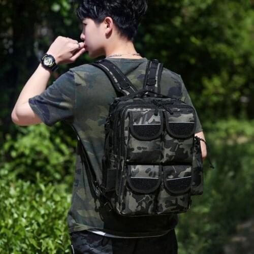 Army Fan Tactical Backpack Multifunction Outdoor Hiking Camping Travel Fishing Bag Camo Oxford Cloth Fishing Gear Storage Bags