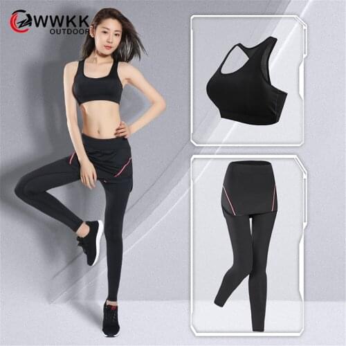 WWKK 2020 Gym Yoga Sets Womens Sports Jogging Suits Stretchy Quick Dry Running Sportswear New Good Fitness Effect Clothing 2pcs