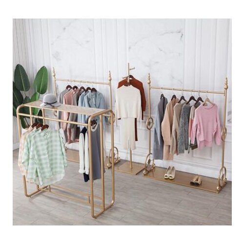 Iron clothing store display rack womens clothing store shelves floor-mounted hanging clothes rack combination display special g
