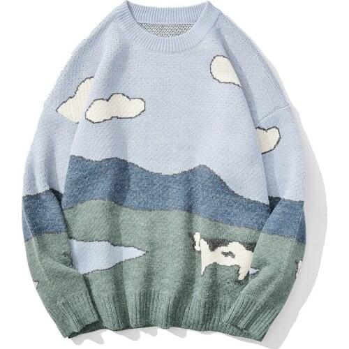 Oversize Female Clothing 2021 Winter New Fashion Women Long Sleeve O-Neck Print Loose Pullovers Casual Warm Soft Sweater