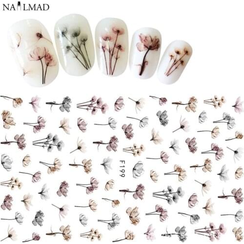 1 sheet Fading Flower 3D Nail Art Stickers Lotus Nail Sticker Adhesive Nail Decals Nail Stickers